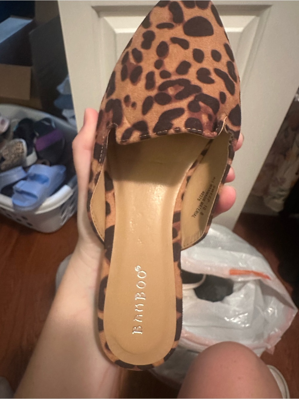 BAMBOO Leopard Print Pointed Toe Slip-On Flats - Brown & Black